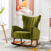 Wooden Velvet Accent Rocking Chair (Green) - WoodenTwist